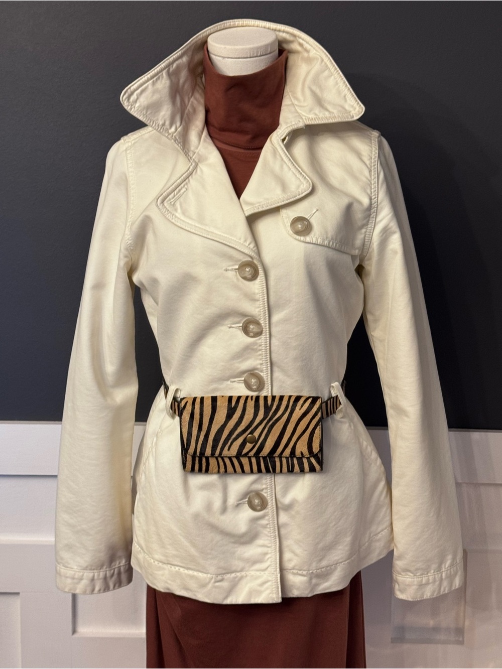Cream cotton trench jacket